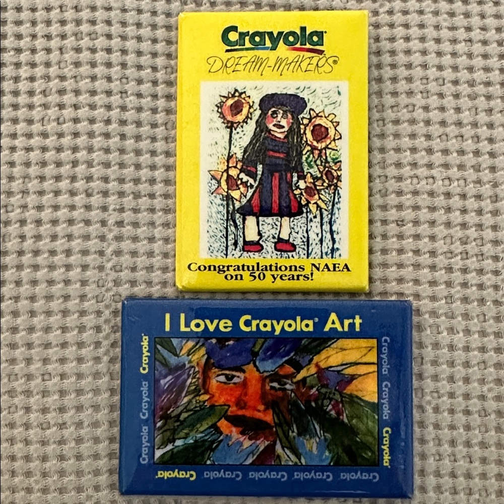 Two Vintage Crayola Pins